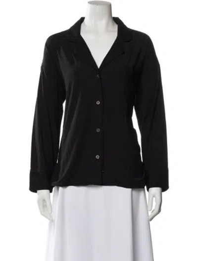 Pre-owned Hatch Long Sleeve Button-up Top In Black