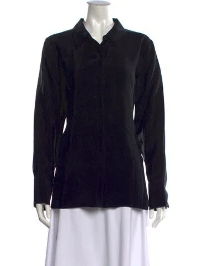 Pre-owned Hatch Long Sleeve Button-up Top In Black