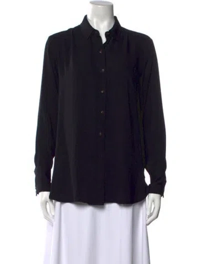 Pre-owned Hatch Long Sleeve Button-up Top In Black