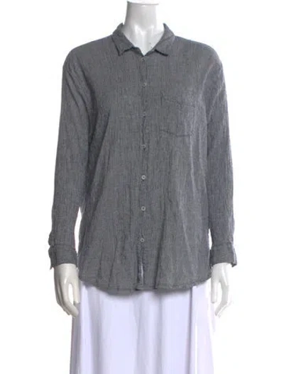Pre-owned Hatch Long Sleeve Button-up Top In Blue