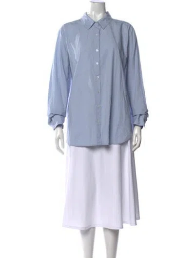 Pre-owned Hatch Long Sleeve Button-up Top In Blue