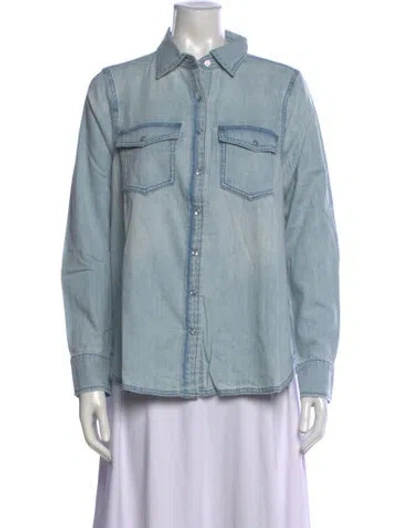 Pre-owned Hatch Long Sleeve Button-up Top In Blue