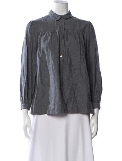 Pre-owned Hatch Long Sleeve Button-up Top In Gray