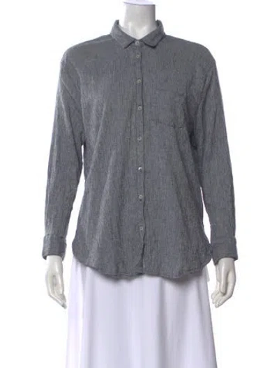Pre-owned Hatch Long Sleeve Button-up Top In Gray
