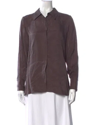 Pre-owned Hatch Long Sleeve Button-up Top In Grey