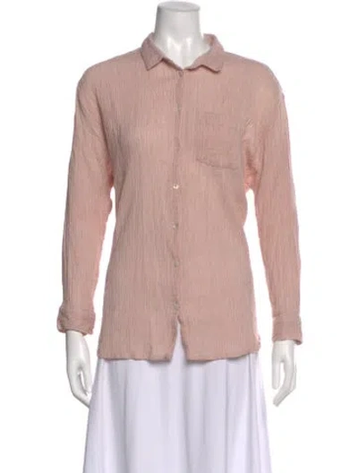Pre-owned Hatch Long Sleeve Button-up Top In Pink