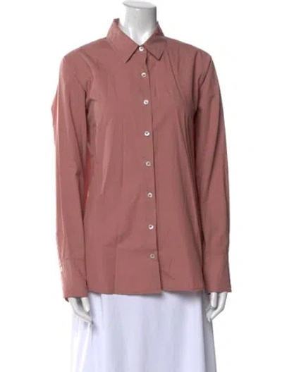 Pre-owned Hatch Long Sleeve Button-up Top In Pink