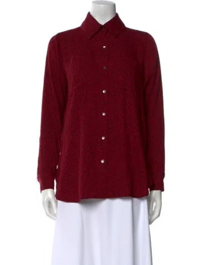 Pre-owned Hatch Long Sleeve Button-up Top In Red
