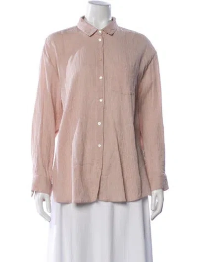 Pre-owned Hatch Long Sleeve Button-up Top In Red