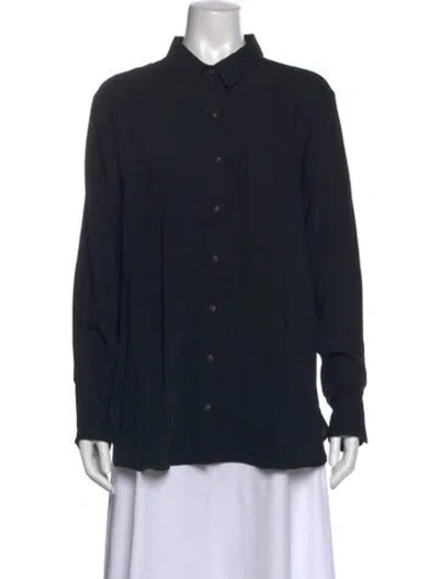 Pre-owned Hatch Long Sleeve Button-up Top W/ Tags In Black