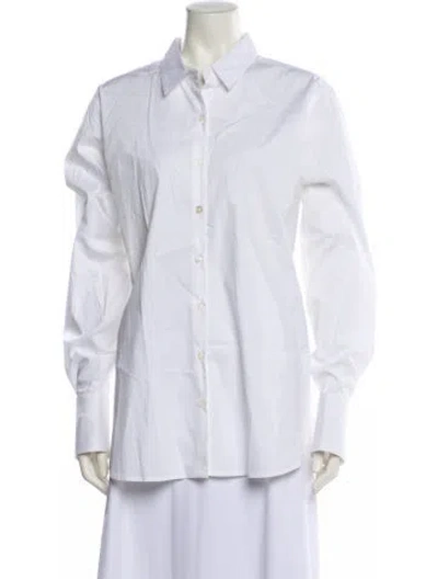 Pre-owned Hatch Long Sleeve Button-up Top In White