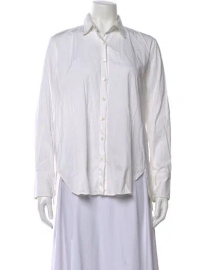 Pre-owned Hatch Long Sleeve Button-up Top In White