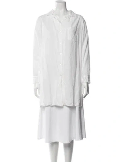 Pre-owned Hatch Long Sleeve Button-up Top In White
