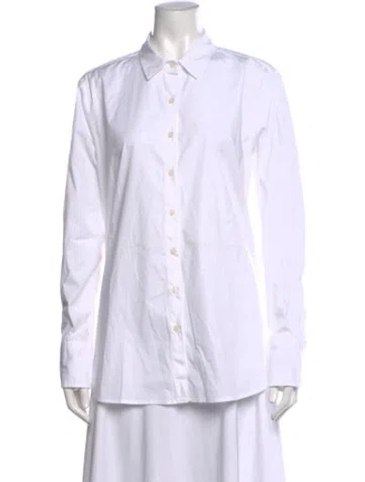 Pre-owned Hatch Long Sleeve Button-up Top In White