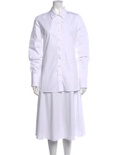 Pre-owned Hatch Long Sleeve Button-up Top In White