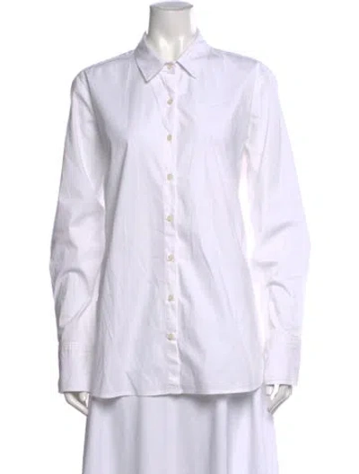 Pre-owned Hatch Long Sleeve Button-up Top In White