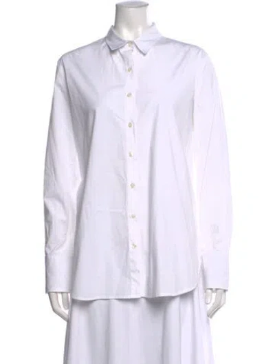 Pre-owned Hatch Long Sleeve Button-up Top In White