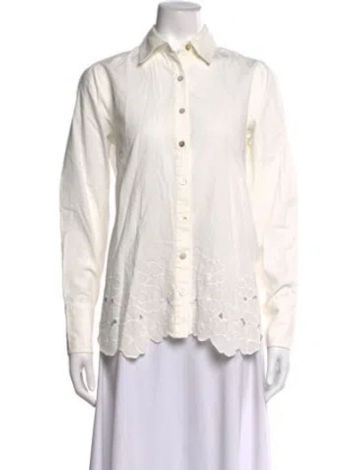 Pre-owned Hatch Long Sleeve Button-up Top In White