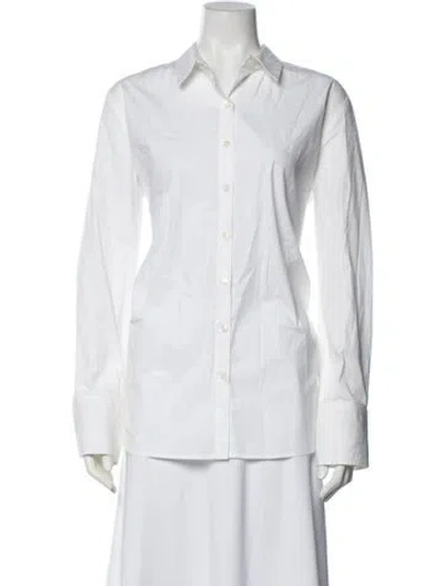 Pre-owned Hatch Long Sleeve Button-up Top In White