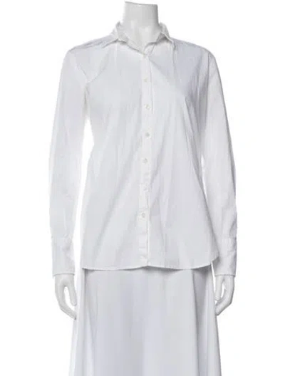 Pre-owned Hatch Long Sleeve Button-up Top In White