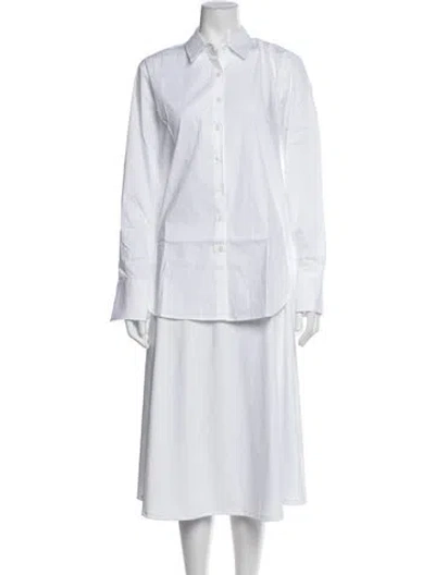 Pre-owned Hatch Long Sleeve Button-up Top In White