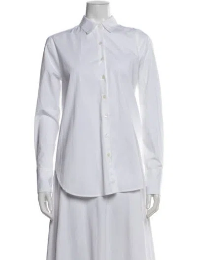 Pre-owned Hatch Long Sleeve Button-up Top In White