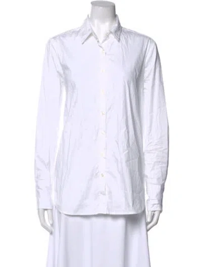 Pre-owned Hatch Long Sleeve Button-up Top In White