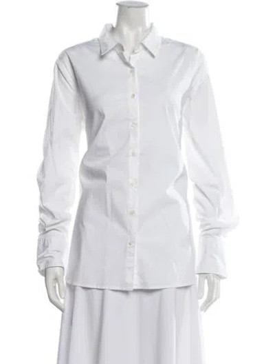 Pre-owned Hatch Long Sleeve Button-up Top In White