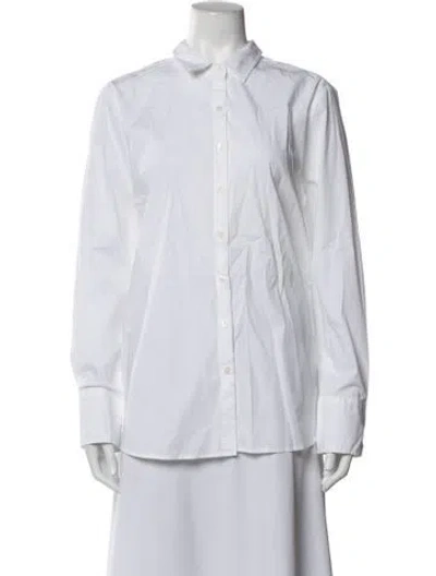 Pre-owned Hatch Long Sleeve Button-up Top In White