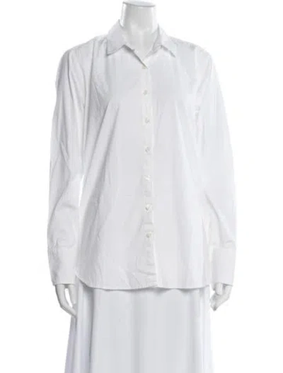 Pre-owned Hatch Long Sleeve Button-up Top In White