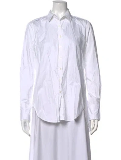 Pre-owned Hatch Long Sleeve Button-up Top In White