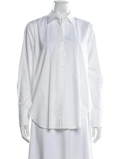 Pre-owned Hatch Long Sleeve Button-up Top In White