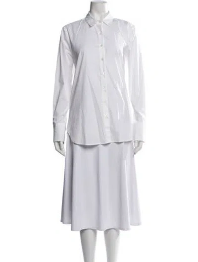 Pre-owned Hatch Long Sleeve Button-up Top In White