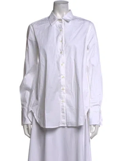 Pre-owned Hatch Long Sleeve Button-up Top In White