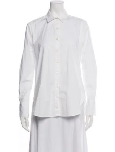Pre-owned Hatch Long Sleeve Button-up Top In White