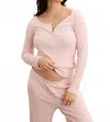 Hatch Long Sleeve Pointelle Henley Top In Lotus In Pink