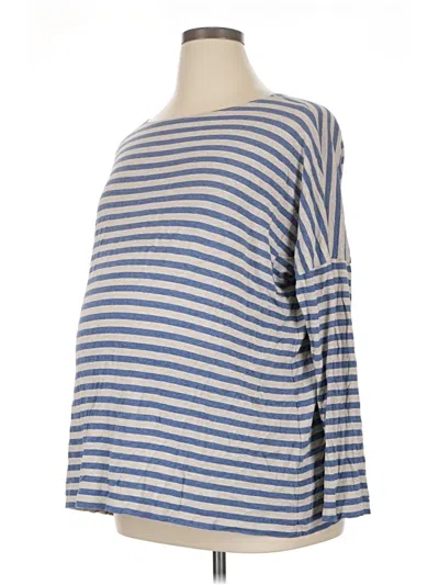 Pre-owned Hatch Long Sleeve Top Gray Boatneck Tops