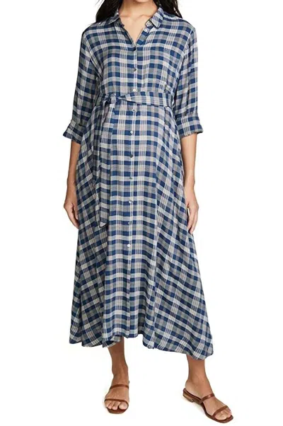 Hatch Maternity The Alyssa Dress In Navy/beige Plaid In Black