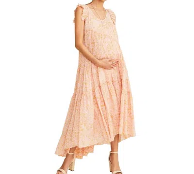 Hatch Maternity The Anaelle Dress In Apricot In Pink