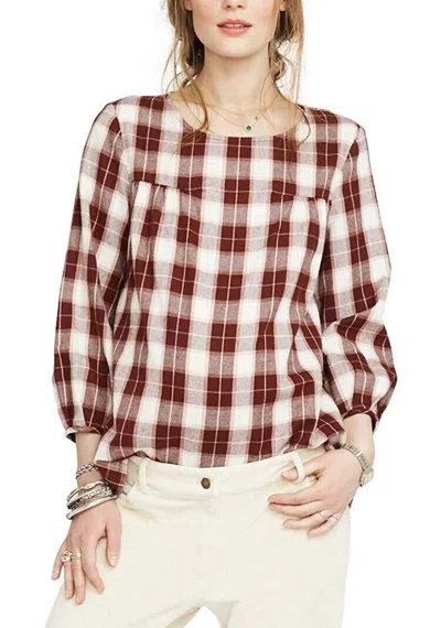 Hatch Maternity The Delfina Top In Plaid Bordeaux In Multi