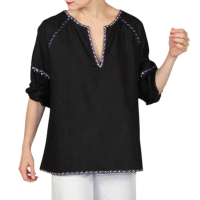Hatch Maternity The Embroidered Peasant Top In Black