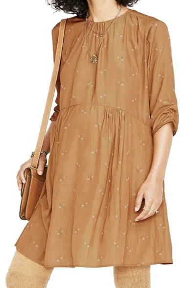 Hatch Maternity The Emma Dress In Brass Floral In Brown