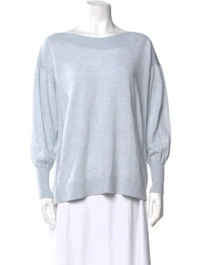 Pre-owned Hatch Merino Wool Bateau Neckline Sweater In Blue