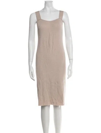 Pre-owned Hatch Merino Wool Knee-length Dress In Neutral