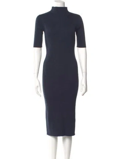 Pre-owned Hatch Merino Wool Midi Length Dress In Blue