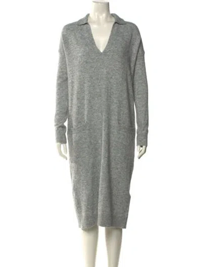 Pre-owned Hatch Merino Wool Midi Length Dress In Gray