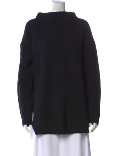 Pre-owned Hatch Merino Wool Mock Neck Sweater In Black