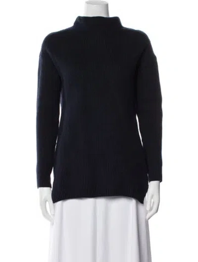 Pre-owned Hatch Merino Wool Mock Neck Sweater In Blue