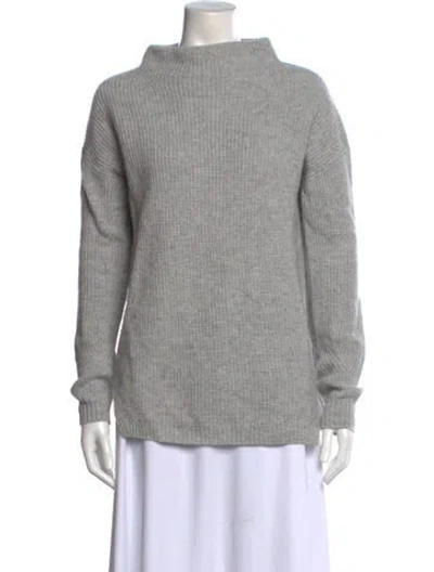 Pre-owned Hatch Merino Wool Mock Neck Sweater In Gray