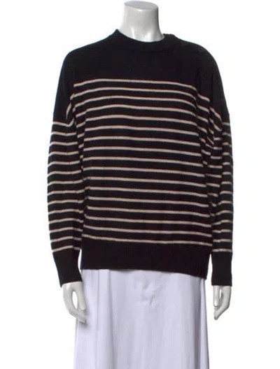Pre-owned Hatch Merino Wool Striped Sweater In Black